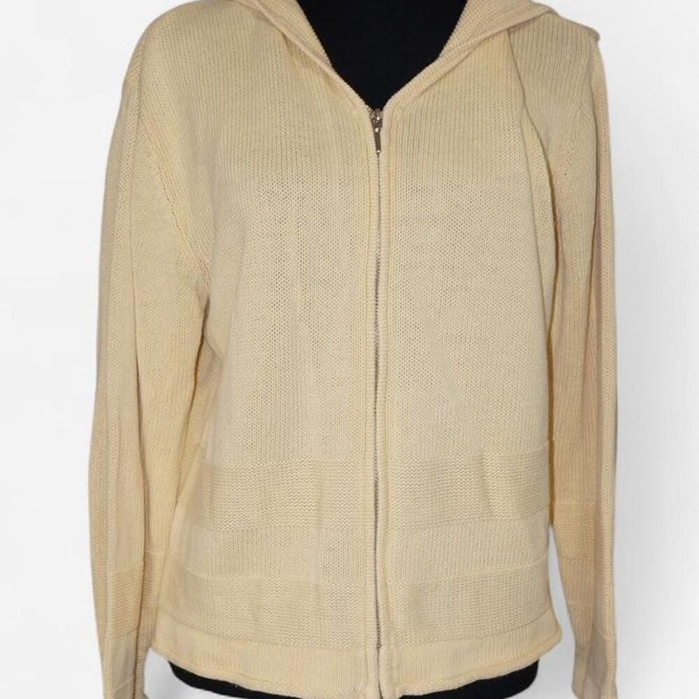 Butter Yellow Cotton Knit Zip Up Hoodie